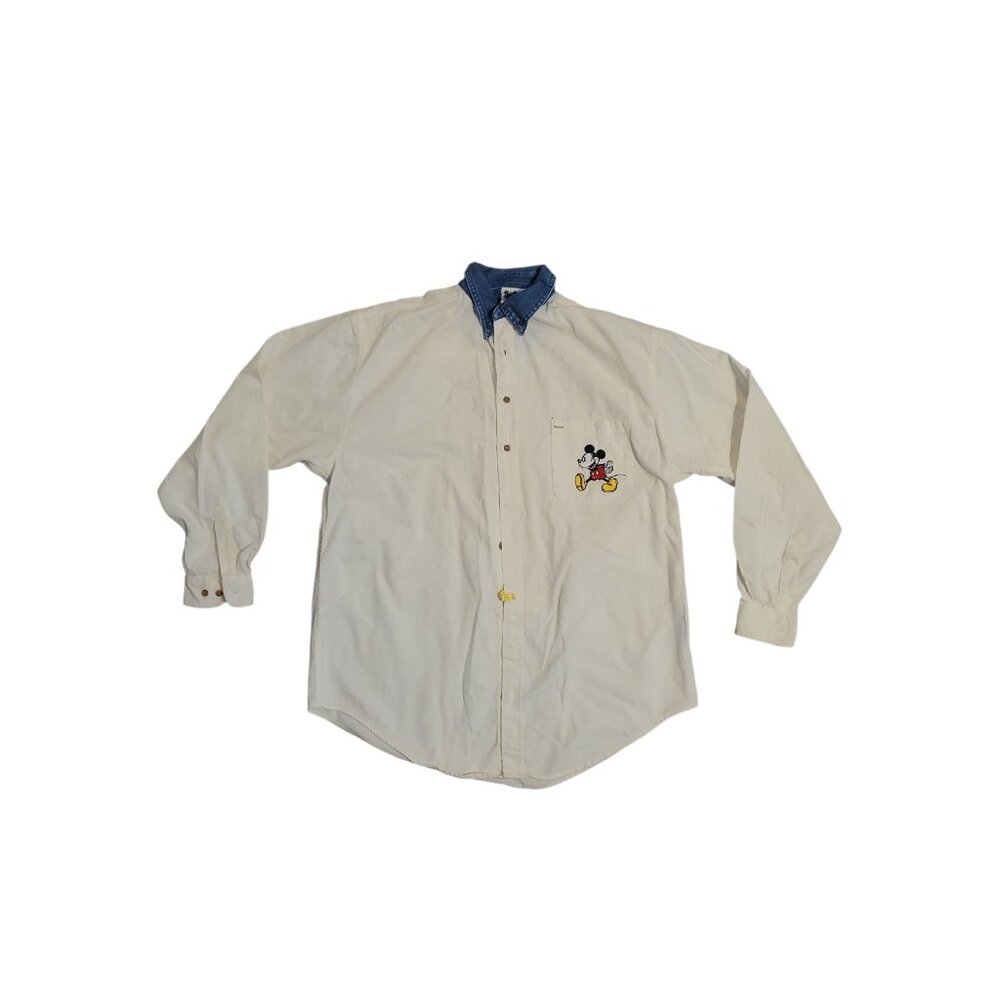 Vintage Disney Mickey Mouse Long Sleeve Button Down Men XL Tall Men Western